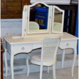 MODERN DRESSING TABLE WITH MIRROR & MATCHING CHAIR