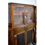 45" REGENCY ROSEWOOD BRASS INLAID BOOKCASE WITH UNDER CABINET