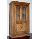 VICTORIAN ARTS & CRAFTS SINGLE DOOR RUSTIC HEART CARVED CABINET