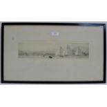 3½" X 14½" FRAMED ETCHING - ISLE OF WIGHT, BY W.L. WYLLIE, R.A.