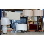 CEILING LIGHT FITTING, PAIR OF LARGE TABLE LAMPS & 2 OTHER LAMPS