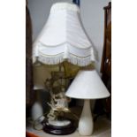 DECORATIVE FIGURAL TABLE LAMP WITH SHADE & 3 OTHER LAMPS