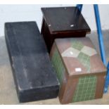 PADDED STOOL, FLIP TOP BOX & WOODEN JOINER'S TOOL BOX