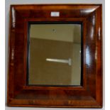 A 20" X 18" YEW WOOD OYSTER VENEER WALL MIRROR