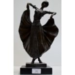 A 14½" ART DECO STYLE BRONZE FIGURINE OF A DANCING LADY, SIGNED D.H. CHIPARUS