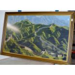 LARGE GILT FRAMED TAPESTRY PICTURE - THE GREAT WALL OF CHINA