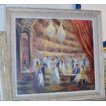 28" X 31" GILT FRAMED OIL ON CANVAS - THE BALLROOM DANCE, BY CHRISTIAN JARCZEK