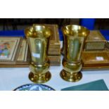 PAIR OF HEAVY BRASS FINISHED ALTER STYLE VASES