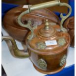 ORNATE COPPER & BRASS KETTLE