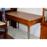 LARGE VICTORIAN DROP LEAF WORK TABLE WITH SINGLE DRAWER