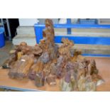 COLLECTION OF VARIOUS DRIFT WOOD EFFECT ORNAMENTS, BOOKENDS, DISPLAYS ETC