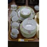 TRAY WITH QUANTITY FLORAL TEA WARE