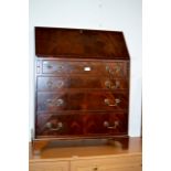 MAHOGANY WRITING BUREAU OVER 4 DRAWERS