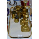 TRAY CONTAINING ASSORTED BRASS WARE