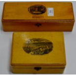 2 VARIOUS MAUCHLINE WARE BOXES - ROTHESAY FROM THE CHAPEL HILL & INTERIOR OF BURNS' COTTAGE