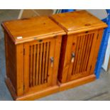 PAIR OF PINE SINGLE DOOR CABINETS