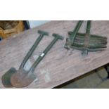 2 ARMY FIELD SHOVELS & 7 ARMY PICK HEADS