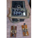 AN ARMY FIELD MORSE CODE / SIGNAL LAMP KIT & 2 MORSE CODE GAUGES