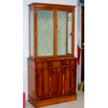 REPRODUCTION YEW WOOD DISPLAY CABINET