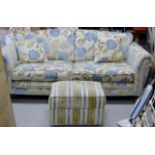 A QUALITY 4 PIECE FABRIC LOUNGE SUITE COMPRISING 3 SEATER SETTEE, 2 SEATER SETTEE, SINGLE ARM