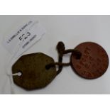 A SET OF OLD BRITISH ARMY DOG TAGS - 376477 R.C R.S JAMIESON . A