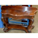 VICTORIAN MAHOGANY HALL TABLE ON SCROLLING PAW SUPPORTS `