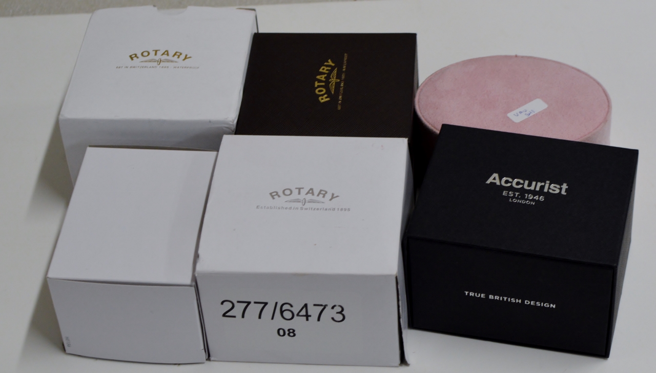 VARIOUS ROTARY WATCHES, ACCURIST WATCHES ALL BOXED
