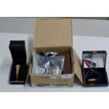 SMALL BOX VARIOUS GENTS WATCHES, LADY'S WATCHES, POCKET WATCHES & SEKONDA LADY'S WATCH IN BOX