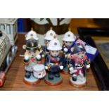 SET OF 6 NOVELTY TEDDY BEAR ORNAMENTS MODELLED AS SOLDIERS