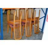 SET OF 6 MODERN TEAK FINISHED CHAIRS