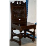 SMALL HALL CARVED OAK CHAIR