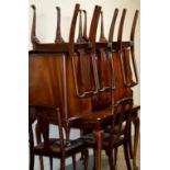 WALNUT VENEER DINING ROOM SET COMPRISING TABLE 6 CHAIRS & SIDEBOARD