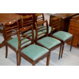 SET OF 6 MAHOGANY LADDER BACK DINING ROOM CHAIRS WITH PADDED SEATS