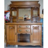 60" VICTORIAN OAK MIRRORED BACK SIDEBOARD