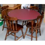 LEATHER TOP DINING ROOM TABLE WITH 4 CHAIRS