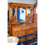 55" VICTORIAN OAK MIRRORED BACK SIDEBOARD