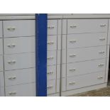 PAIR OF 5 DRAWER BEDSIDE CHESTS WITH GLASS TOP