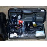 CASE CONTAINING OLD SHARP CAMCORDERS, ACCESSORIES, HANDHELD CAMCORDER ETC