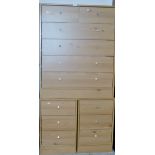 3 PIECE MODERN BEDROOM SUITE COMPRISING 6 DRAWER BEDSIDE CHEST AND PAIR OF 3 DRAWER BEDSIDE CABINETS