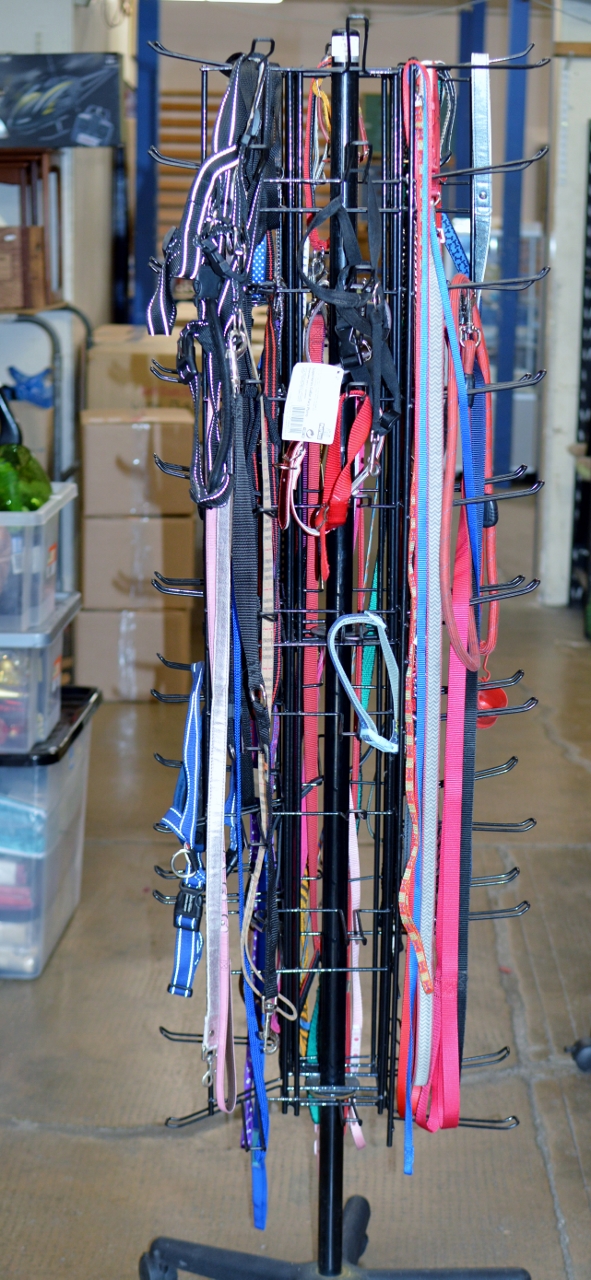SHOP RACK WITH VARIOUS PET ACCESSORIES
