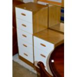 TEAK FINISHED 5 DRAWER CHEST WITH MATCHING 3 DRAWER DRESSING CHEST
