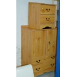 PINE EFFECT TALLBOY WITH MATCHING 2 DRAWER BEDSIDE CHEST