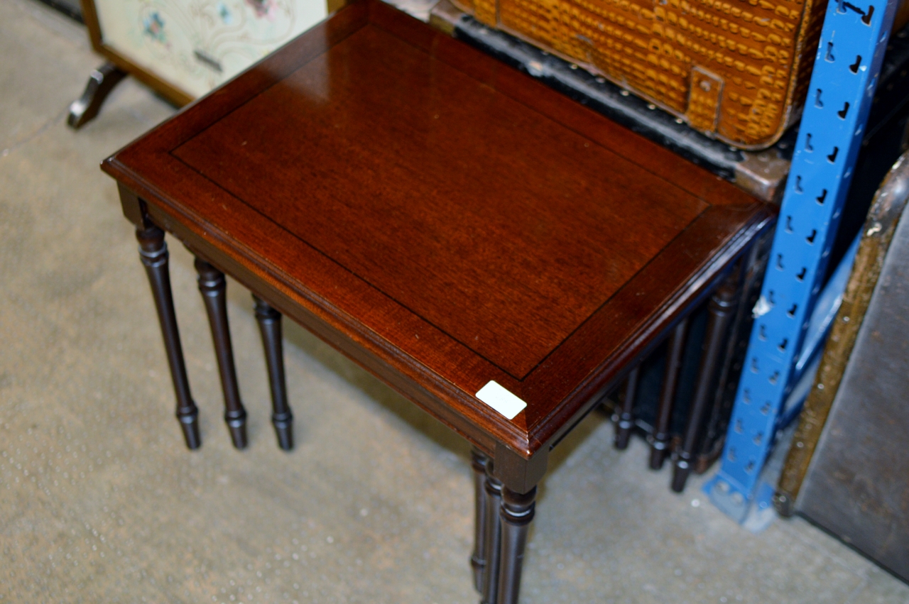 NEST OF 3 REPRODUCTION MAHOGANY TABLES