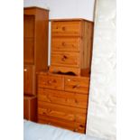 MODERN PINE 2 OVER 4 CHEST WITH MATCHING 3 DRAWER BEDSIDE CHEST