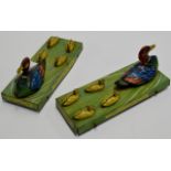 PAIR OF NOVELTY TIN PLATE DUCK DISPLAYS BY J. LYON'S & CO