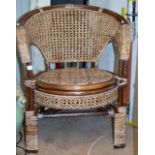 MODERN BAMBOO EFFECT ARM CHAIR