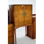 BURR WALNUT DOUBLE DOOR CABINET WITH FITTED INTERIOR