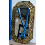 BRASS FRAMED BEVELLED GLASS WALL MIRROR