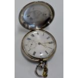 A CHESTER SILVER CASED POCKET WATCH BY A.H. READ, COVENTRY, WITH ROSE GOLD INLAY & KEY