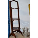 MAHOGANY 3 TIER FOLDING CAKE STAND & GLASS STAND WITH 2 GLASSES
